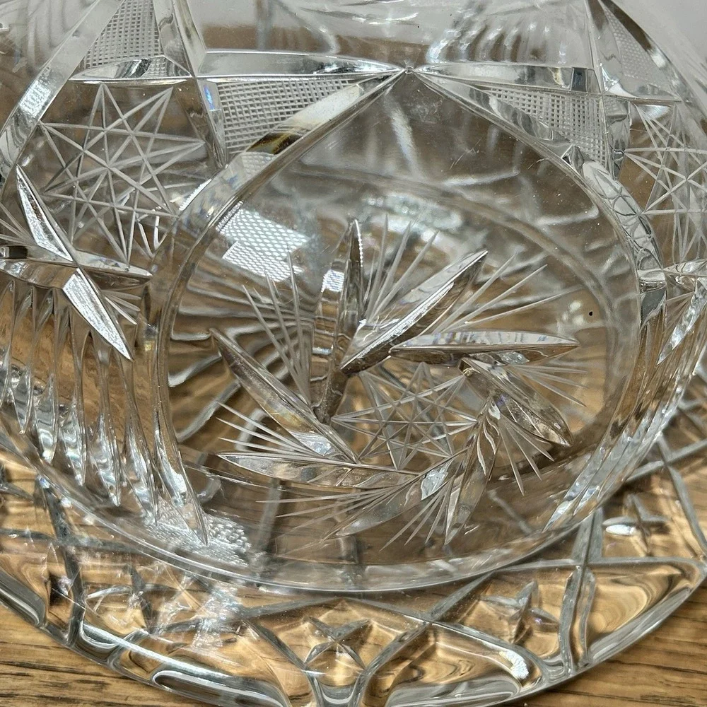 Vintage Crystal Cheese Dome Butter Dome Cake Dish‎ Plate Glass Heavy